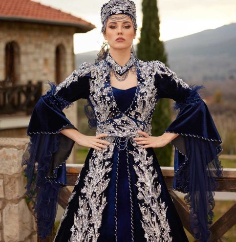 Navy-Blue-Velvet-Heavily-Embroidered-Long-Sleeve-Wedding-Bridal-Caftan-Gown-515_0039-3